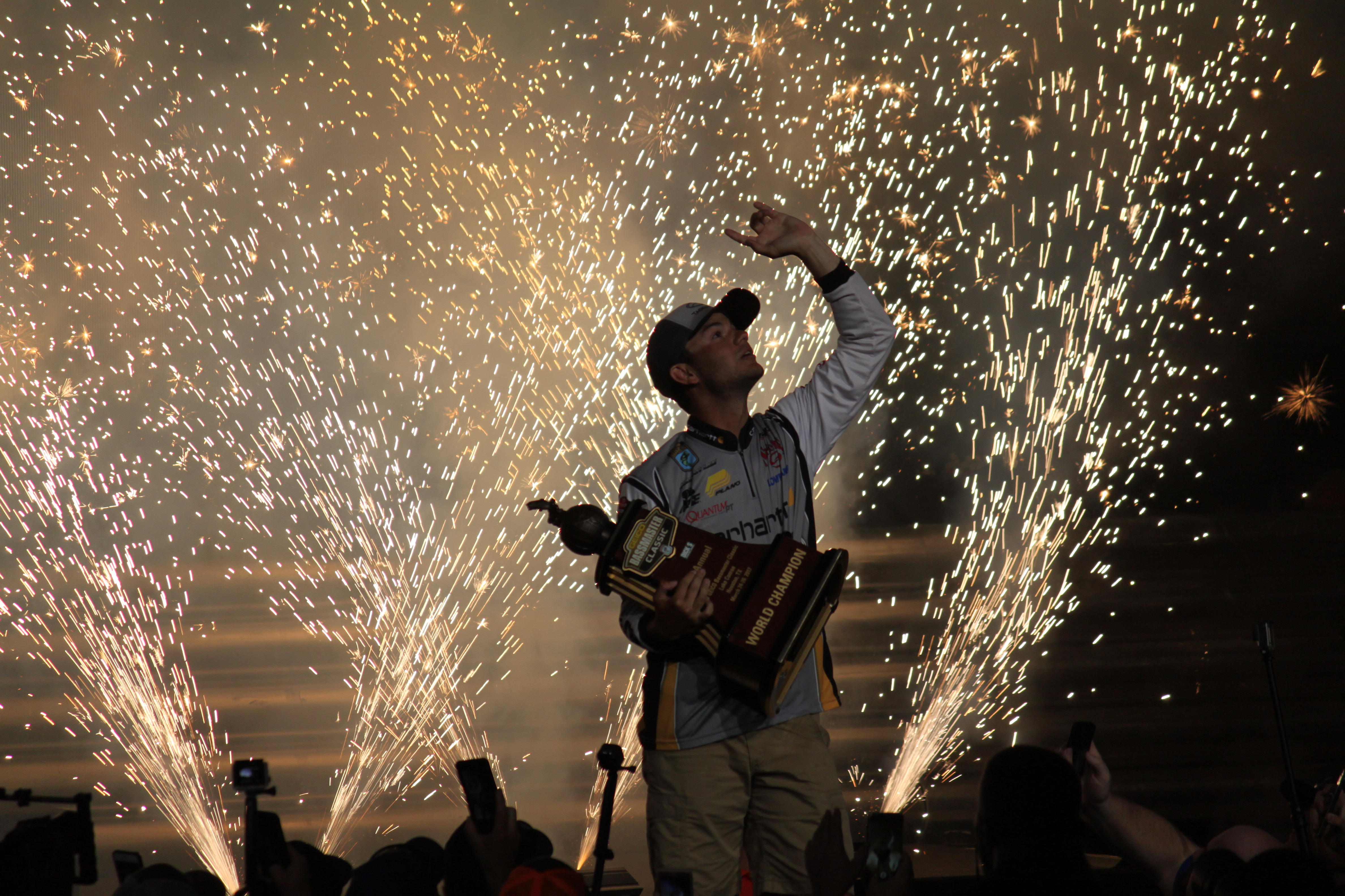 Bassmaster Classic Champion - Sparks Flying After Win.