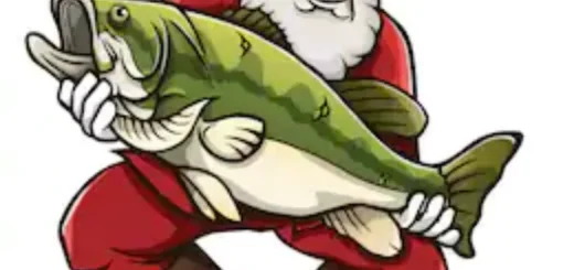Santa Claus fishing Christmas graphic